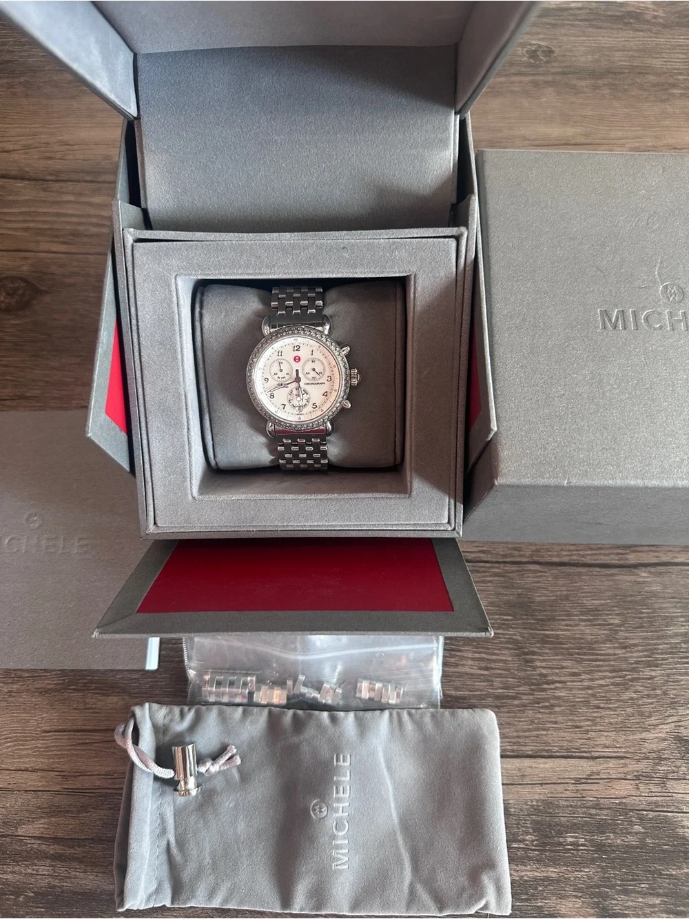 Michele Stainless Steel Chronograph Women’s Watch